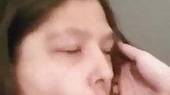 Asian teen sucks white cock