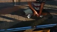 Korean guy dick flash cumshot and run