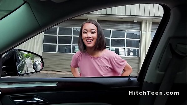 Horny petite Asian teen bangs huge dick in public