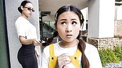Tiny Asian Teen Fucks Her Neighbors In A Threeway