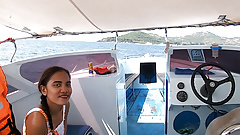 Rented a boat for a day and had sex on it with Asian teen GF