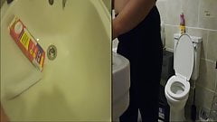 hot chunky young thai teen takes home pregnancy test in loo