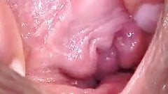 Stretching Out Her Gaping Pussy Meat