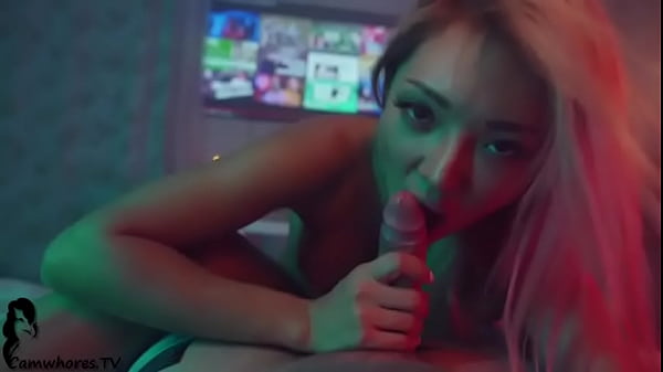 slutty asian babe gives cock massage